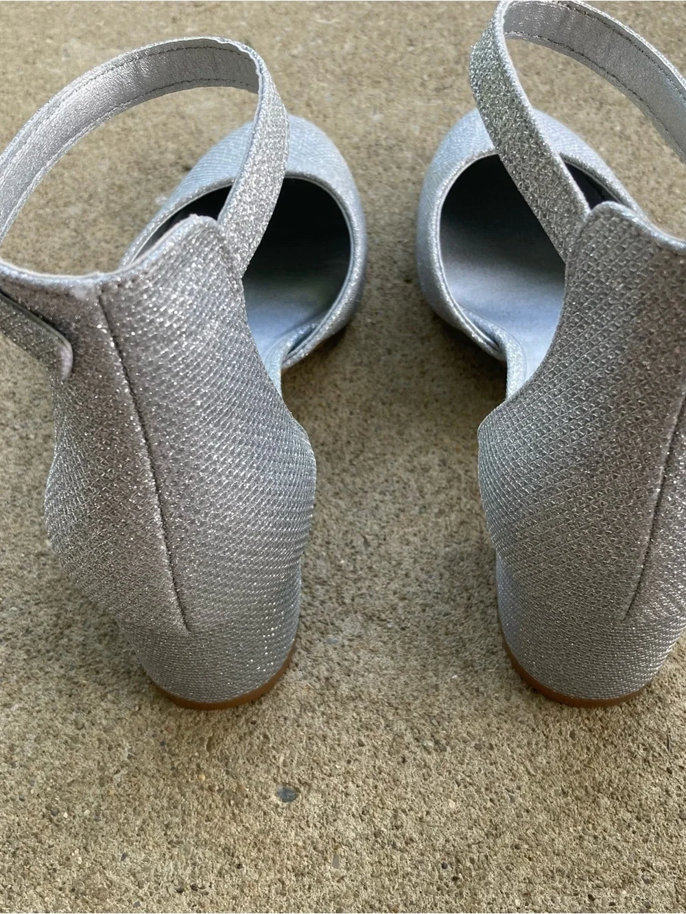 Dream Pairs Silver Ankle-Strap Low Block Heel Pumps Size 8